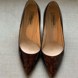 LK Bennett tortoise patent pumps